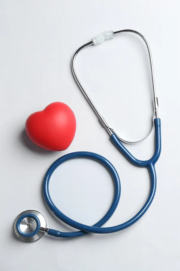 Hypertension-Treatment A toy heart and a stethoscope. Get hypertension treatment from Dr. Donna Diamond in Louisville/Boulder.