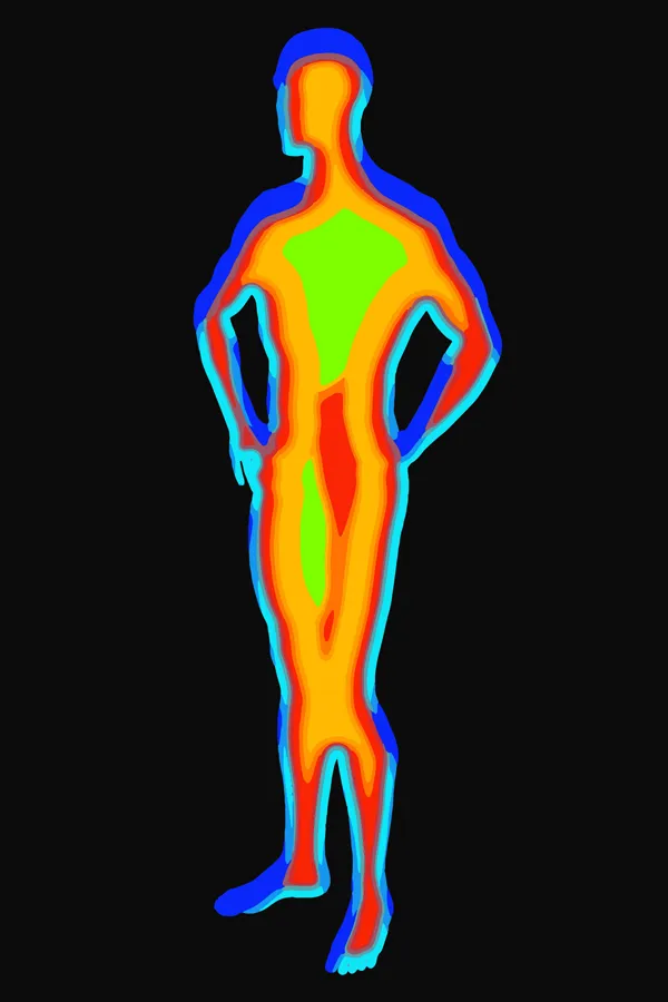 Thermometry-Treatment Thermal imaging of a man. Get Whole-Body Regulation Thermometry from Dr. Donna Diamond in Louisville/Boulder.